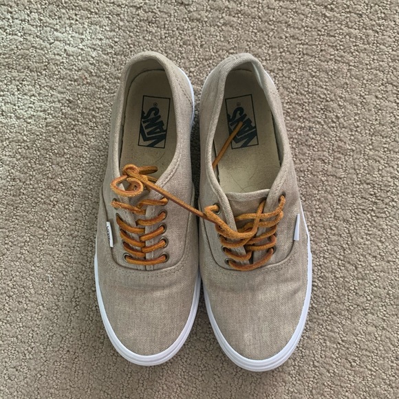 women's tan slip on vans